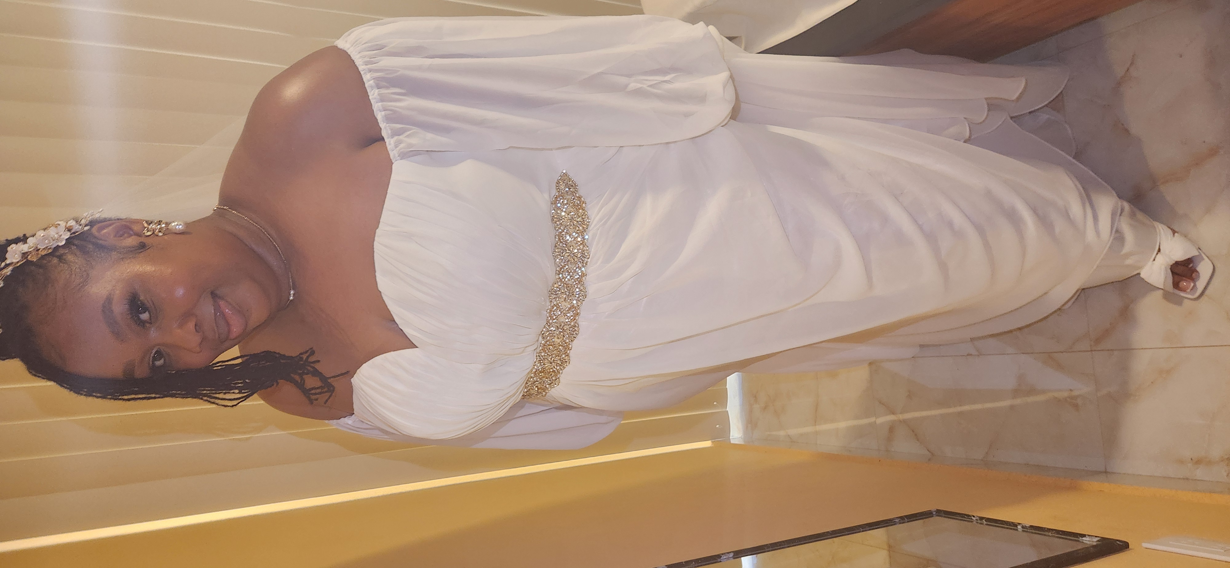 Modern A Line Floor-length Court Train Chiffon Off-the-shoulder Long Sleeve Summer Wedding Dress Destination