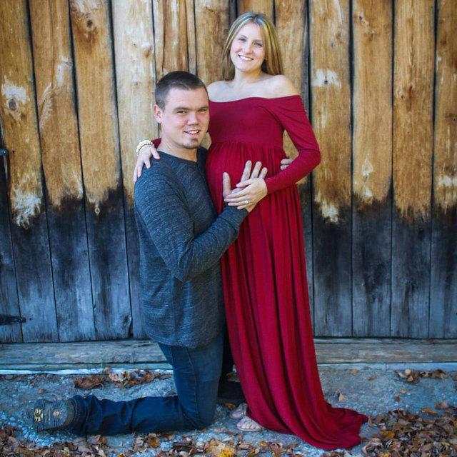 Long Sleeve Jersey Maternity Dress With Split