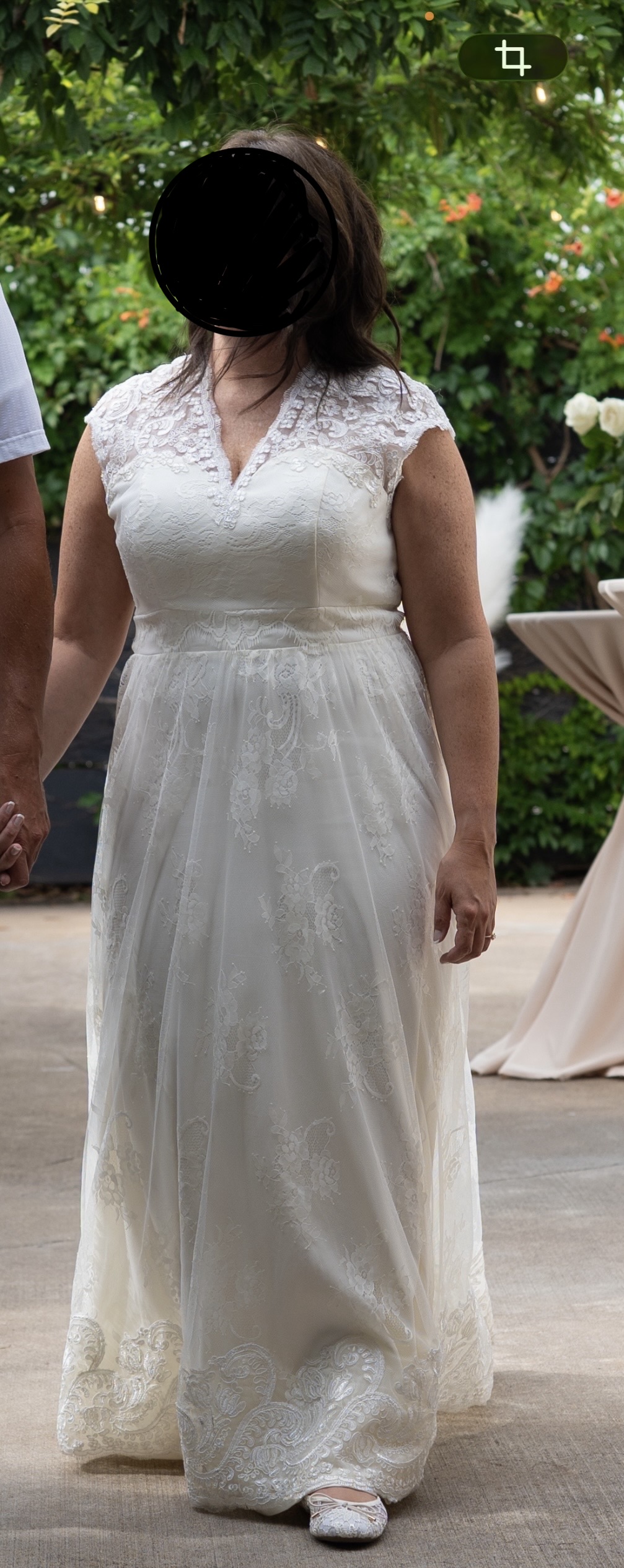 Country Lace A-Line Wedding Dress Boho Casual V-Neck Floor Length Mature Bridal Gown