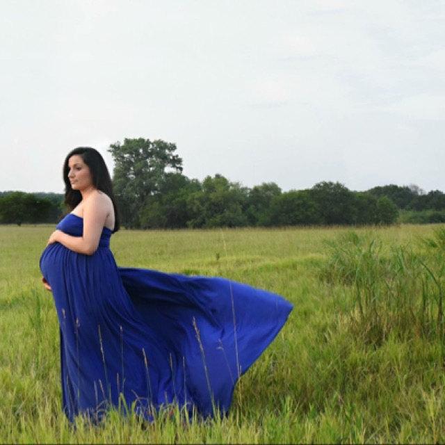 Maternity Gown Jersey Knit Royal Blue Dress