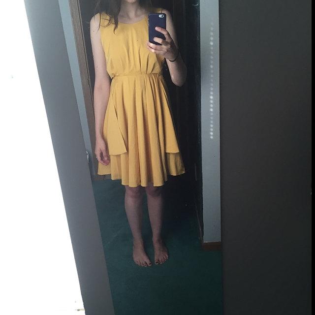 A Line Mustard Backless Dress