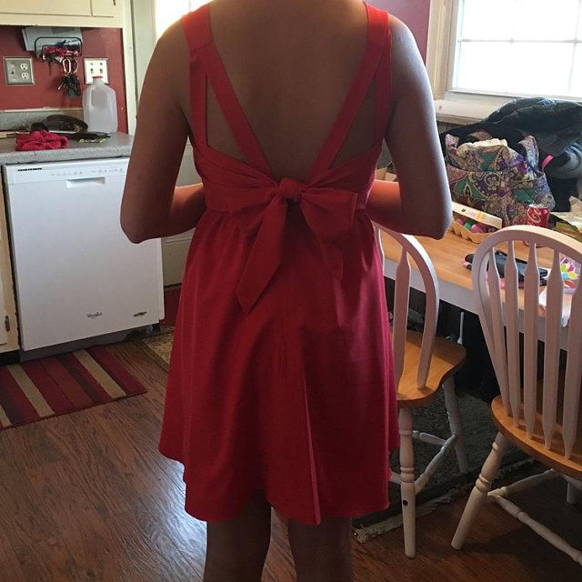 Red Backless Dress With Low-V Back