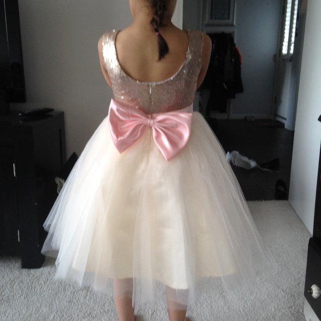 Backless Tulle Dress With Bow Sash and Sequins